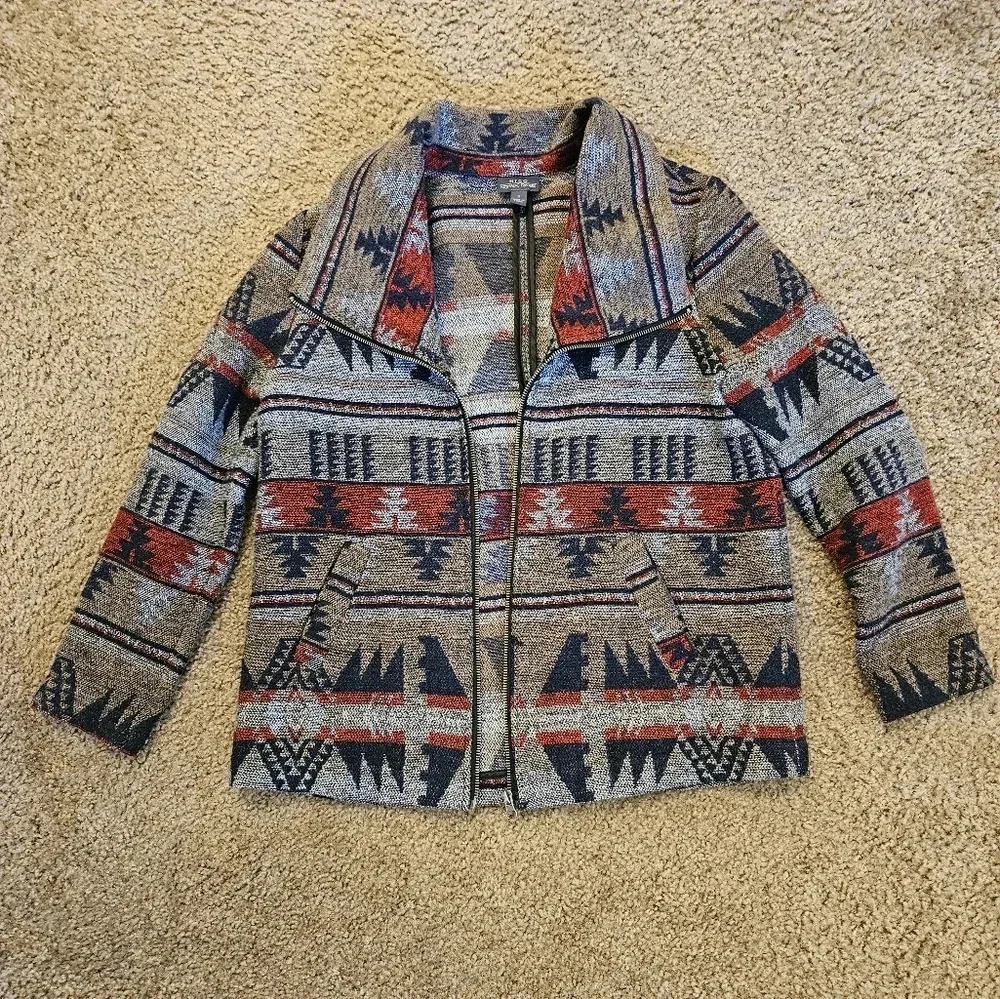 Nomadic Traders Native Print Light Weight, Zip-Up Jacket, Size Small